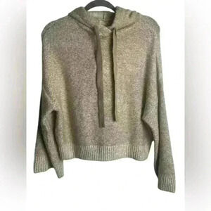 Ruby Moon Size Small Cropped Pullover Hooded Sweater Neutral Brown Knit Boxy